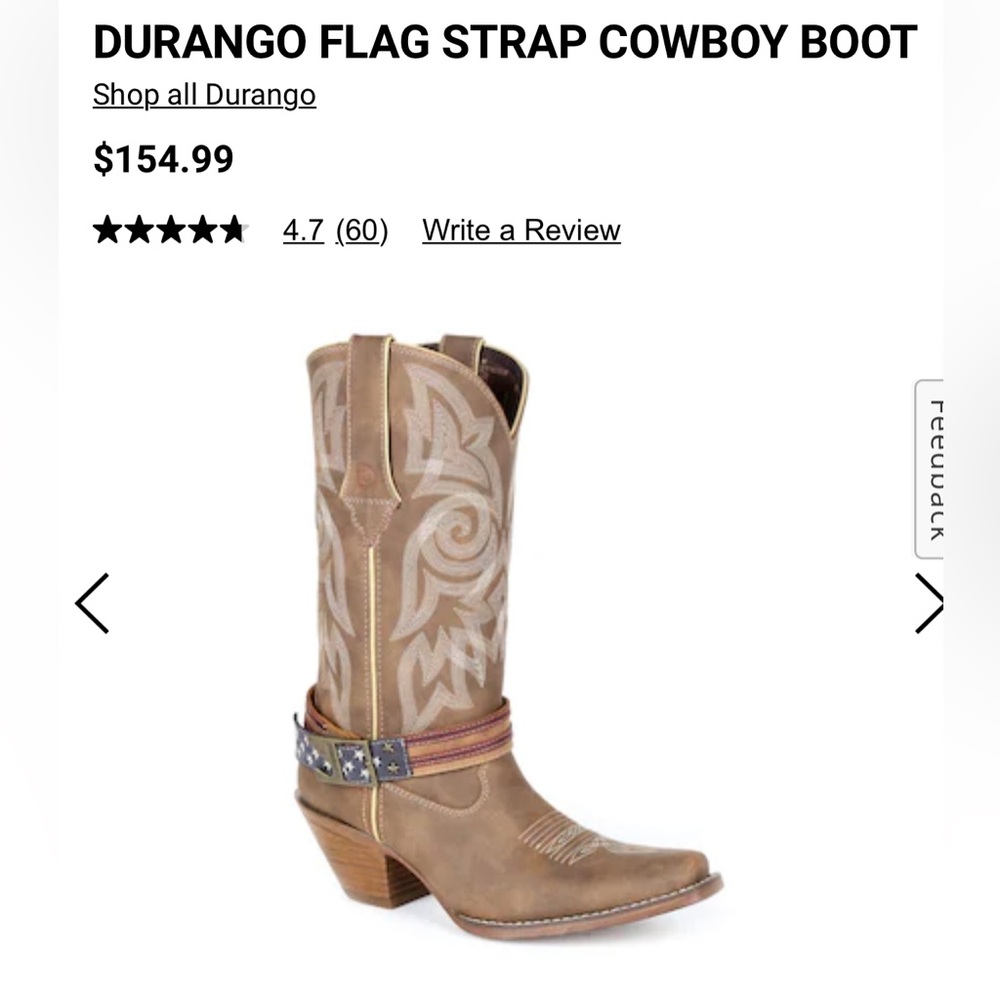 Durango Sz 10 Leather boots with flag details